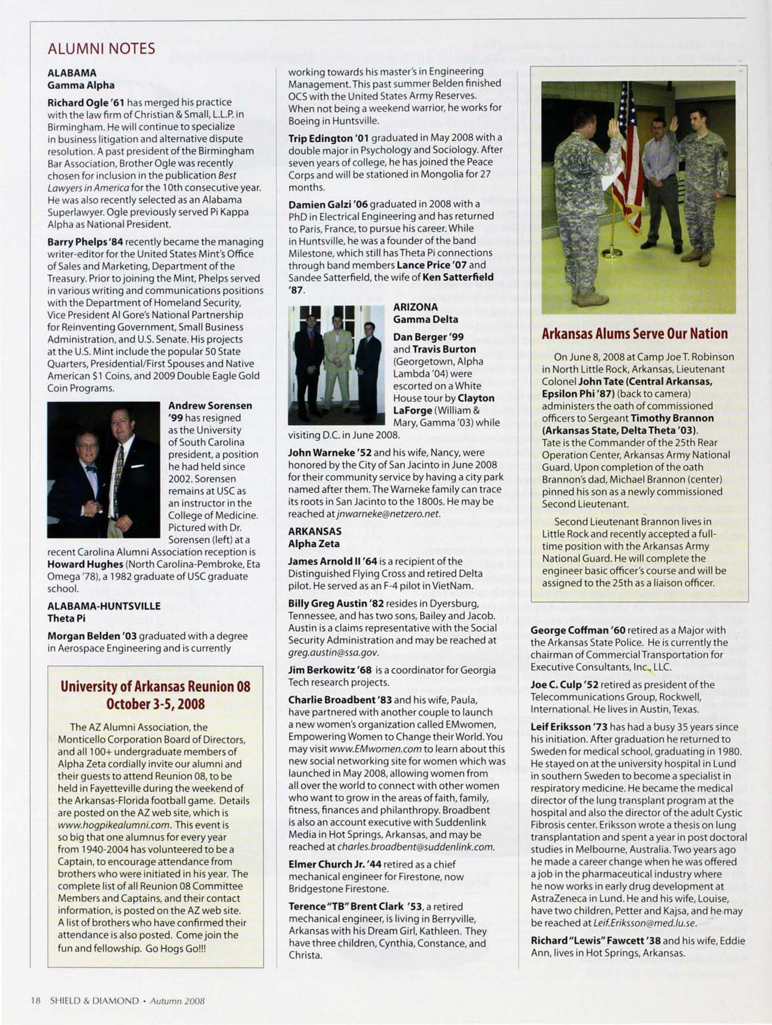 Alumni Notes, Autumn 2008